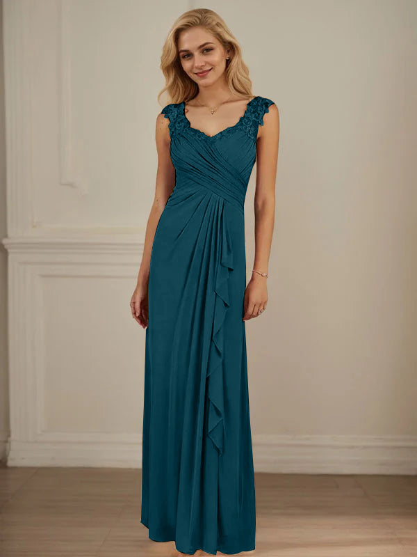 Champagne A-Line Sweetheart Neckline Pleated Mesh Dress