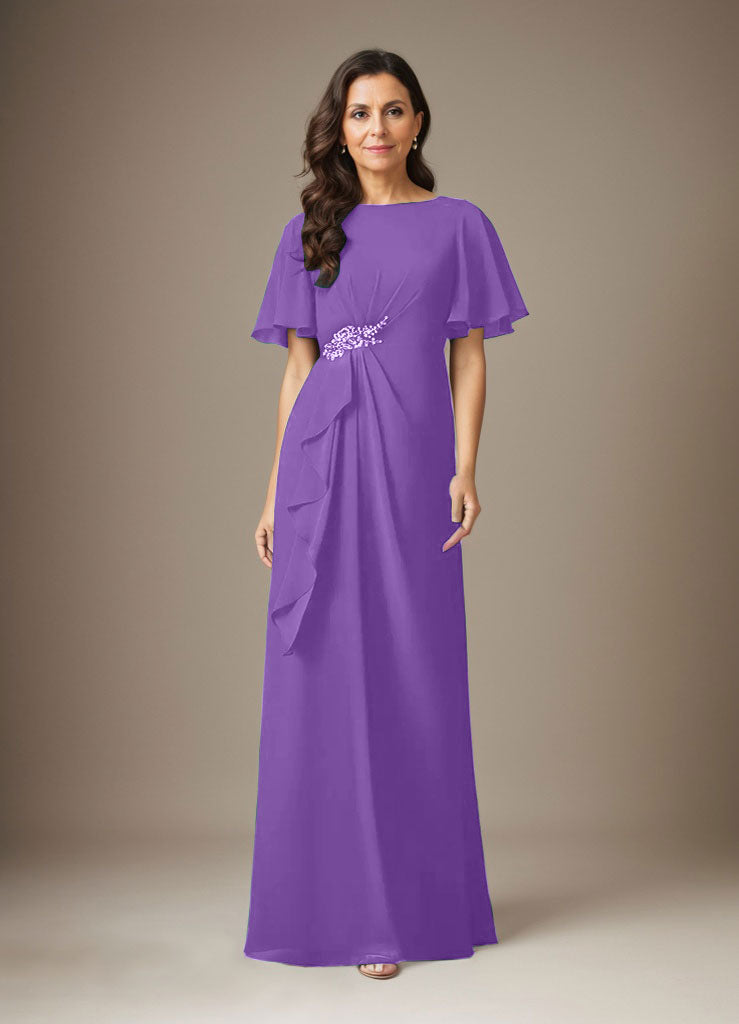 Dark Navy Sheath Beaded Chiffon Dress