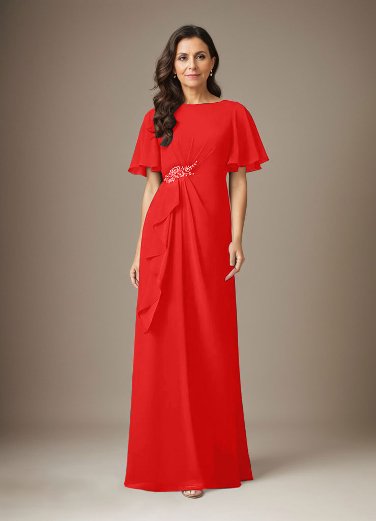 Dark Navy Sheath Beaded Chiffon Dress