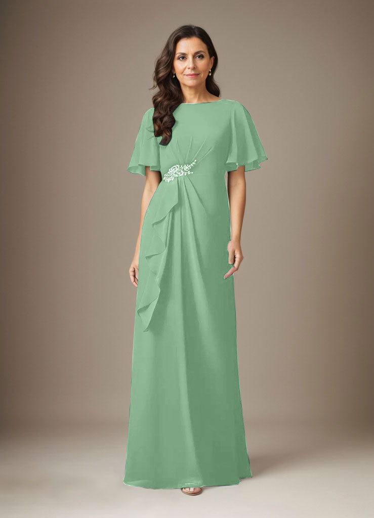 Dark Navy Sheath Beaded Chiffon Dress