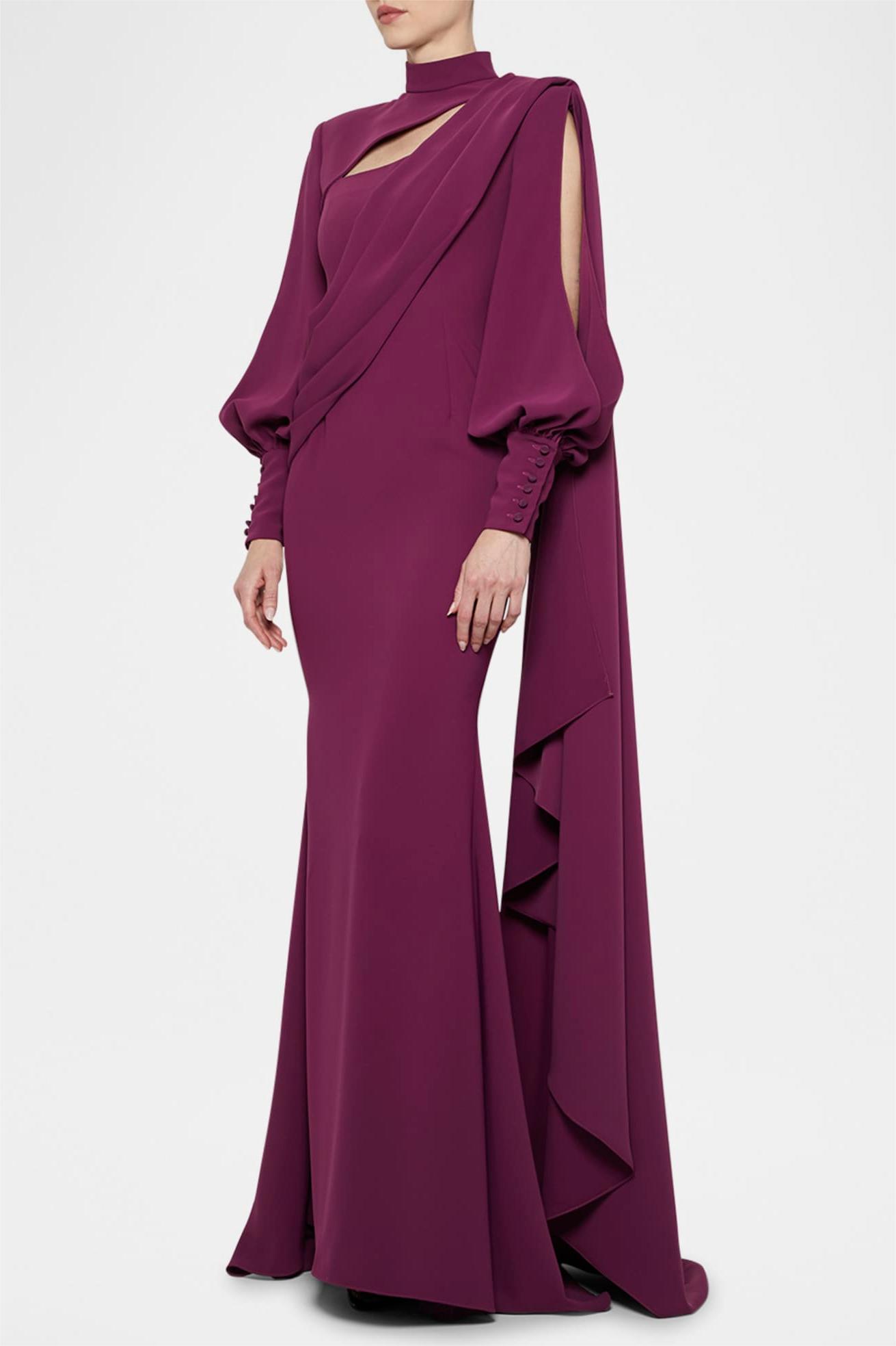 Solid Cut-Out Ruched Maxi Dress