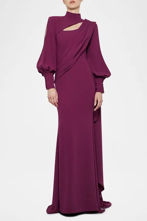 Solid Cut-Out Ruched Maxi Dress