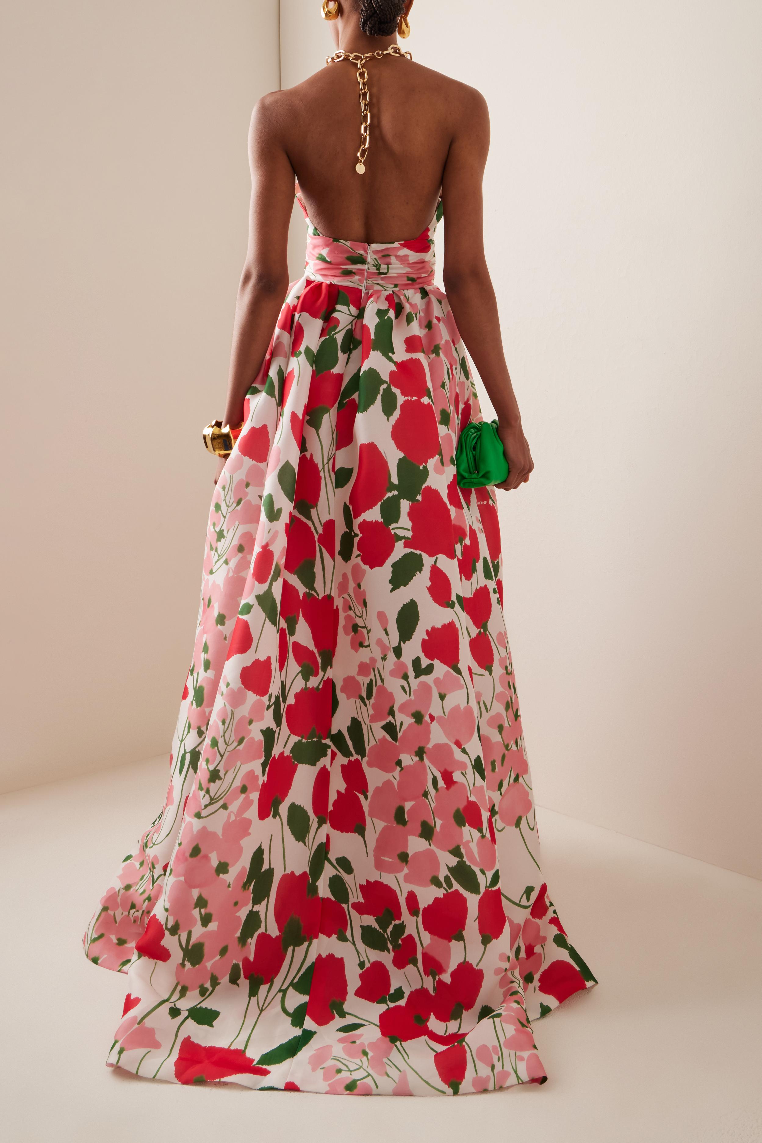 Metal Halter Neck Floral Maxi Dress
