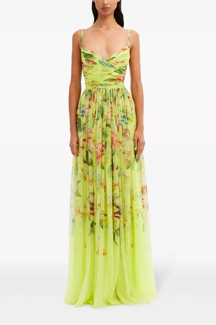 Chiffon Floral Sleeveless Maxi Dress