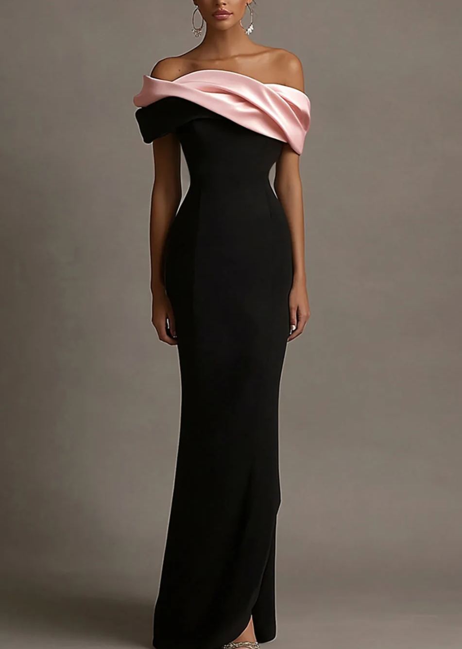 Off the Shoulder Sheath Satin Maxi Evening Dress