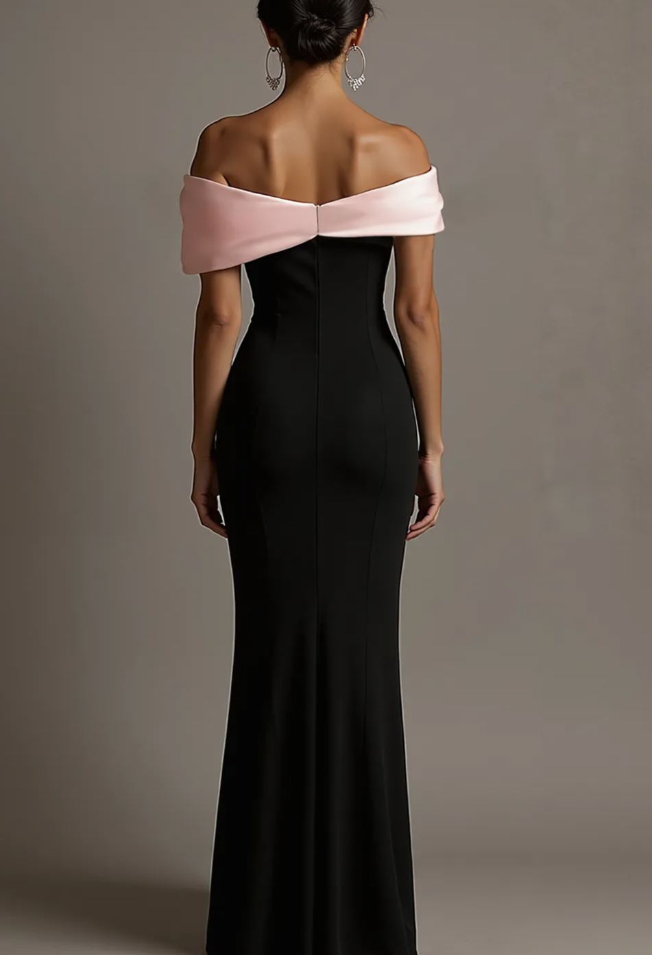 Off the Shoulder Sheath Satin Maxi Evening Dress