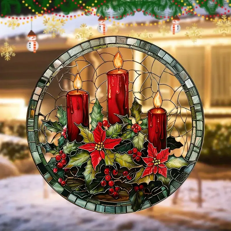 🕯️Reusable Christmas Red Candle Window Decal - Classic Glow