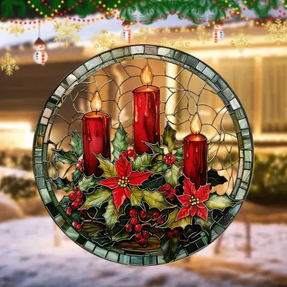 🕯️Reusable Christmas Red Candle Window Decal - Classic Glow