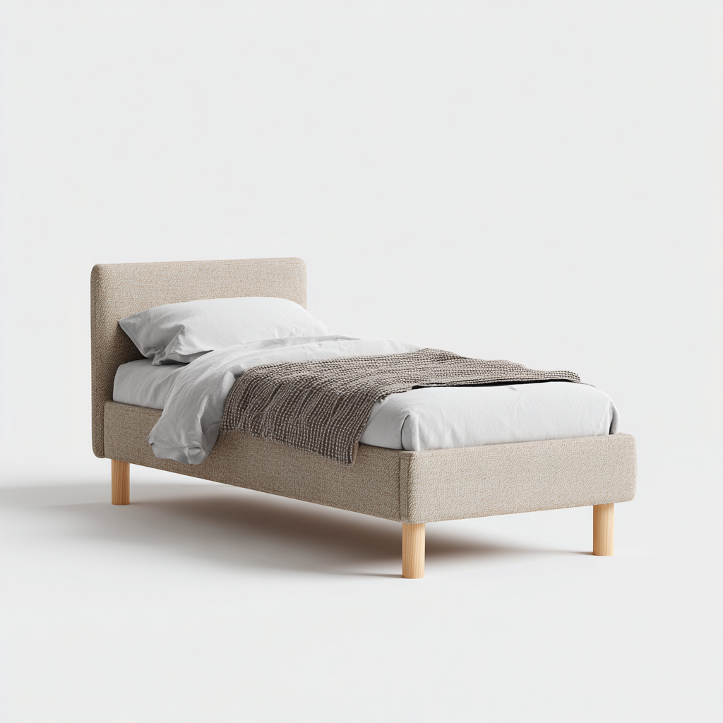 Camas individuales - tapizadas en tela - 200x100x90 cm - beige - estilo moderno-Nestleure