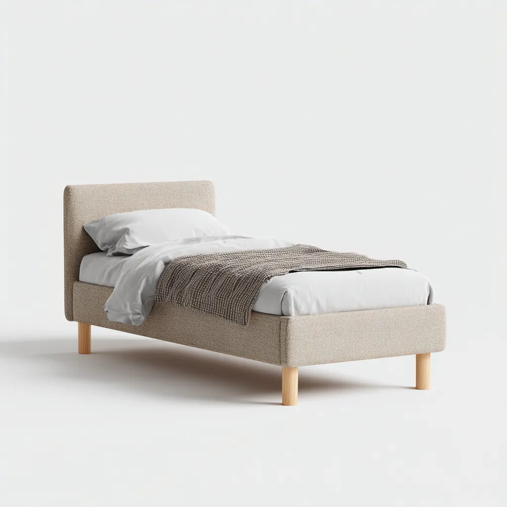 Camas individuales - tapizadas en tela - 200x100x90 cm - beige - estilo moderno-Nestleure