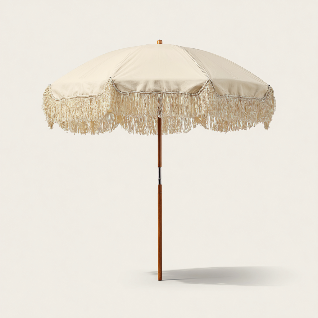 Sombrilla de jardín - tela-madera - 190x190x235 cm - crema - estilo clásico-Nestleure