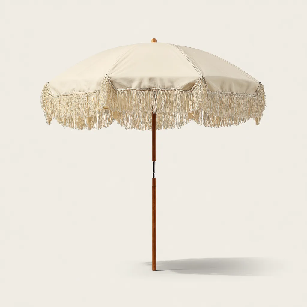 Sombrilla de jardín - tela-madera - 190x190x235 cm - crema - estilo clásico-Nestleure