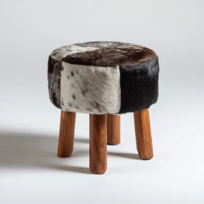 Reposapiés - piel - 35x35x40 cm - marrón - diseño rústico-Nestleure