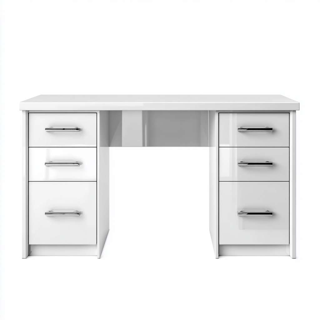 Mesa de oficina - madera-metal - 140x60x75 cm - blanco - moderno - con cajones-Nestleure