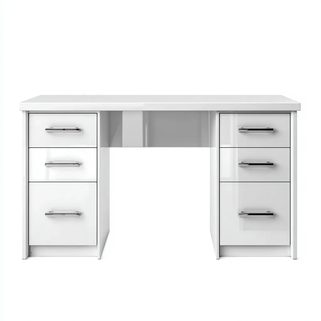 Mesa de oficina - madera-metal - 140x60x75 cm - blanco - moderno - con cajones-Nestleure