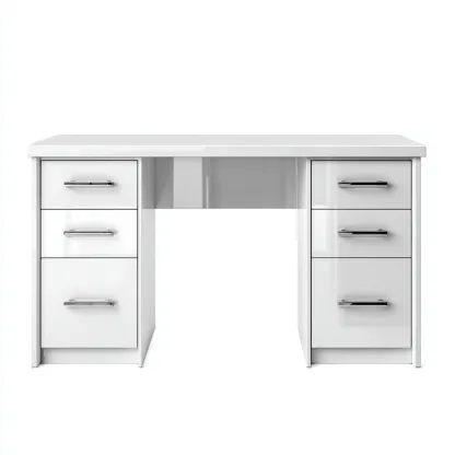 Mesa de oficina - madera-metal - 140x60x75 cm - blanco - moderno - con cajones-Nestleure