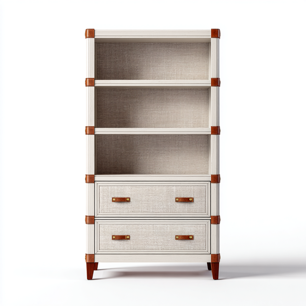 Estantería - madera MDF-cuero sintético - 85x35x155 cm - beige-marrón - estilo moderno-Nestleure