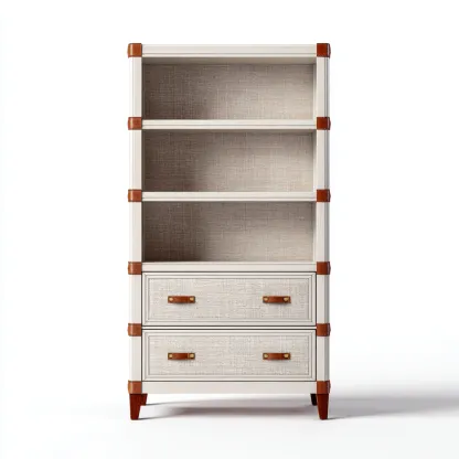 Estantería - madera MDF-cuero sintético - 85x35x155 cm - beige-marrón - estilo moderno-Nestleure