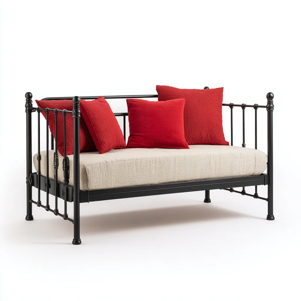 Sofá cama - metal - 193x90x98 cm - color negro - estilo clásico retro-Nestleure