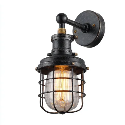 Apliques de pared - metal - 16x11x28 cm - negro - estilo industrial vintage-Nestleure