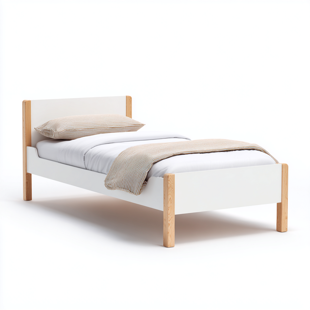 Camas individuales - madera - 200x100x85 cm - blanco-natural - estilo escandinavo moderno-Nestleure