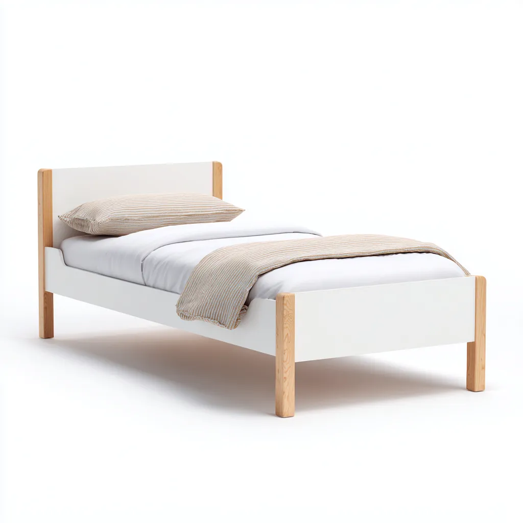 Camas individuales - madera - 200x100x85 cm - blanco-natural - estilo escandinavo moderno-Nestleure