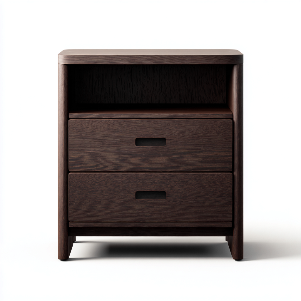 Archivador - madera - 45x40x70 cm - marrón oscuro - estilo moderno con compartimento abierto y cajones para oficina-Nestleure