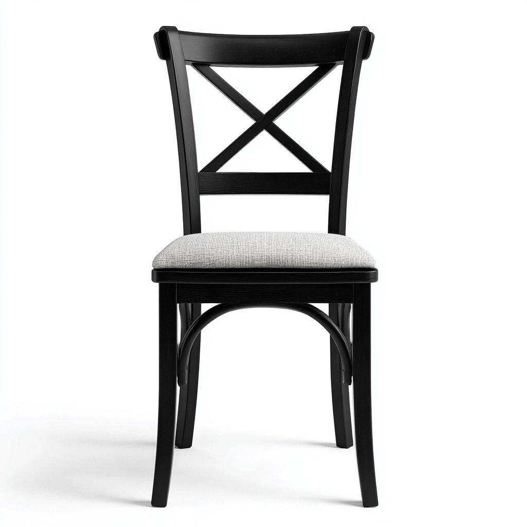 Silla de jardín - madera-tela - 46x52x90 cm - negro - diseño clásico con respaldo cruzado-Nestleure
