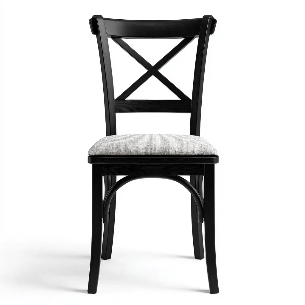 Silla de jardín - madera-tela - 46x52x90 cm - negro - diseño clásico con respaldo cruzado-Nestleure