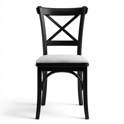 Silla de jardín - madera-tela - 46x52x90 cm - negro - diseño clásico con respaldo cruzado-Nestleure