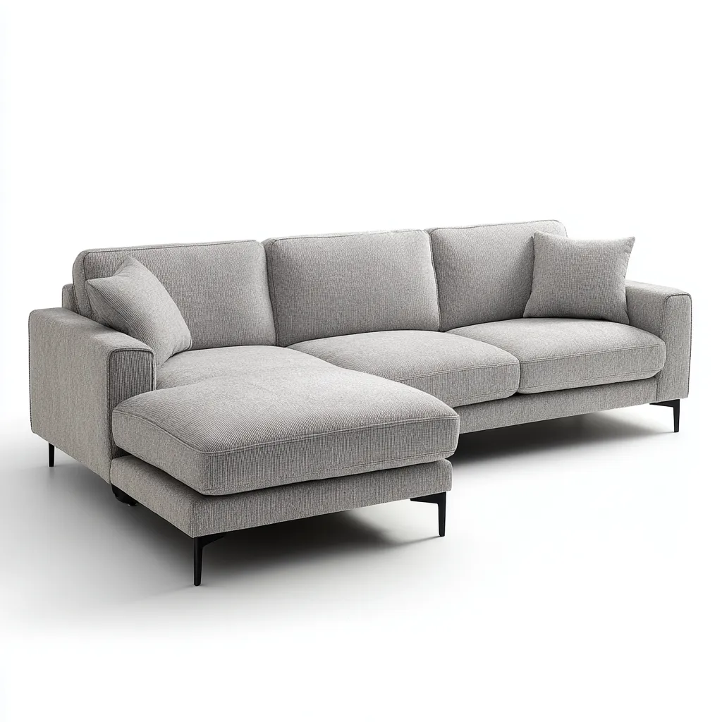 Sofá rinconero - tela - 280x185x85 cm - gris claro - diseño moderno para salón-Nestleure