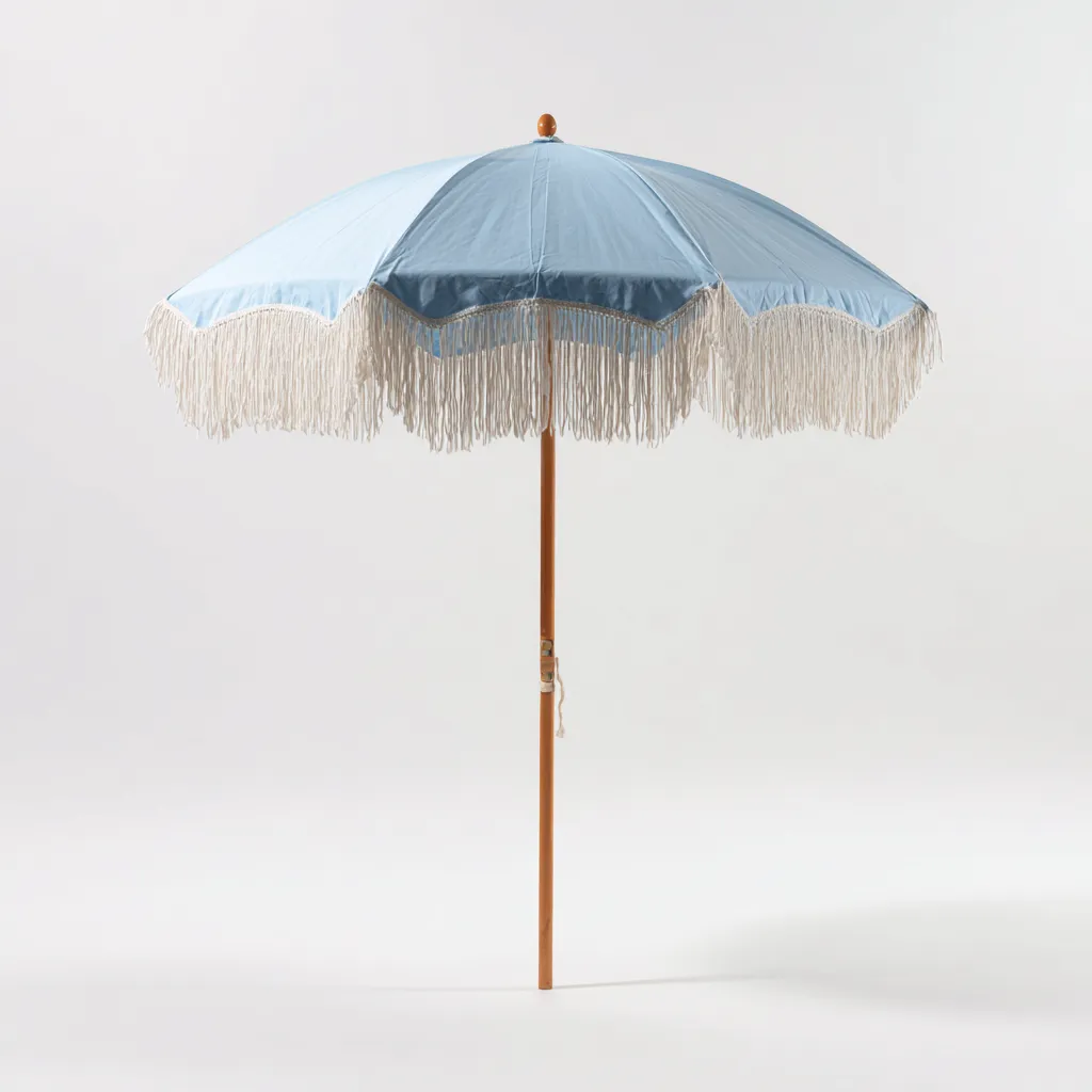 Sombrilla de jardín - tela-madera - 200x200x230 cm - azul celeste - estilo bohemio-Nestleure