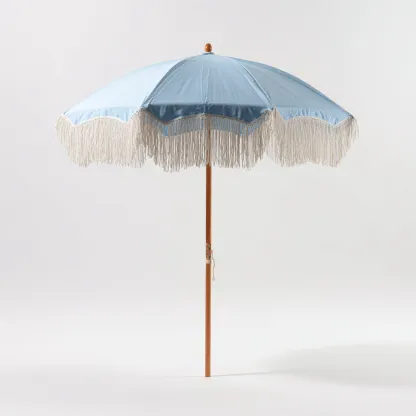 Sombrilla de jardín - tela-madera - 200x200x230 cm - azul celeste - estilo bohemio-Nestleure