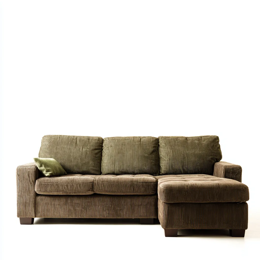 Sofá rinconero - pana - 270x180x85 cm - marrón oliva - estilo moderno para salón-Nestleure