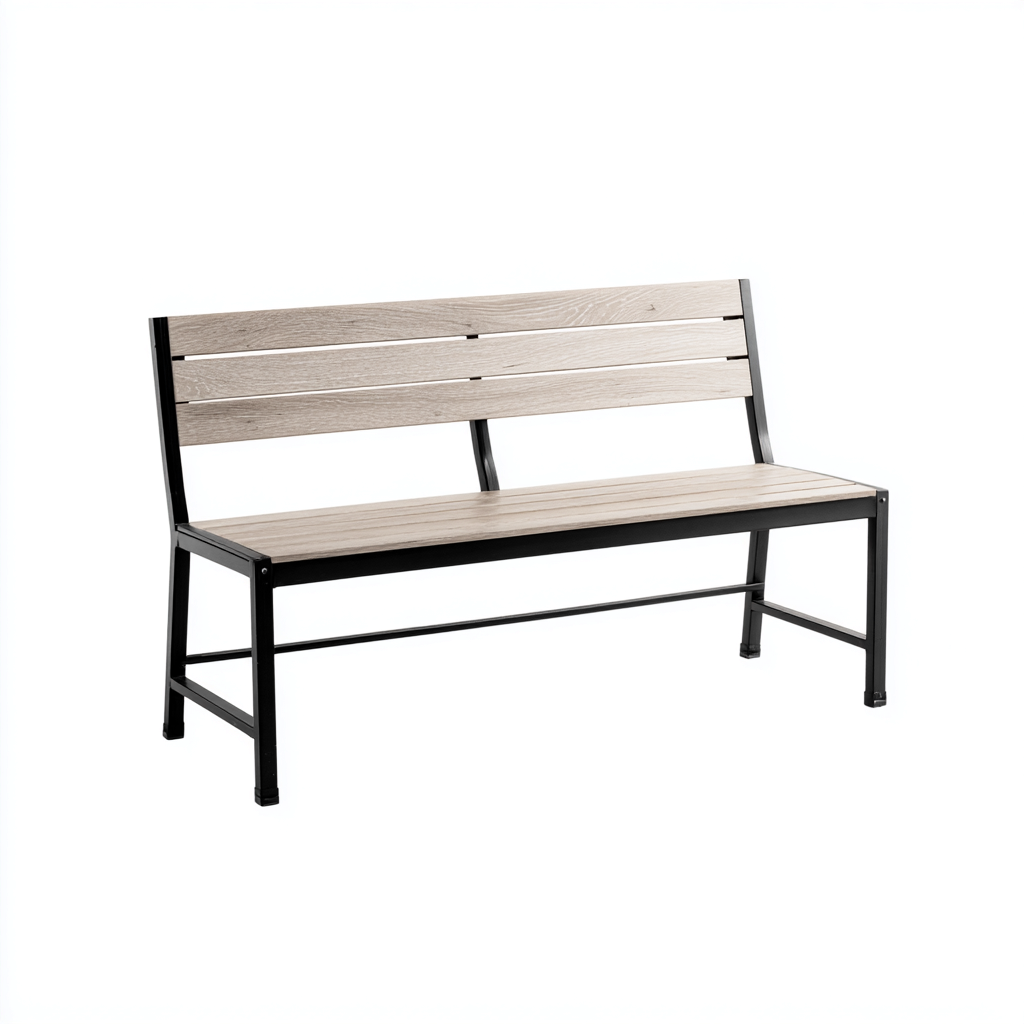 Banco de jardín - madera-metal - 125x60x85 cm - gris-natural - estilo industrial-Nestleure