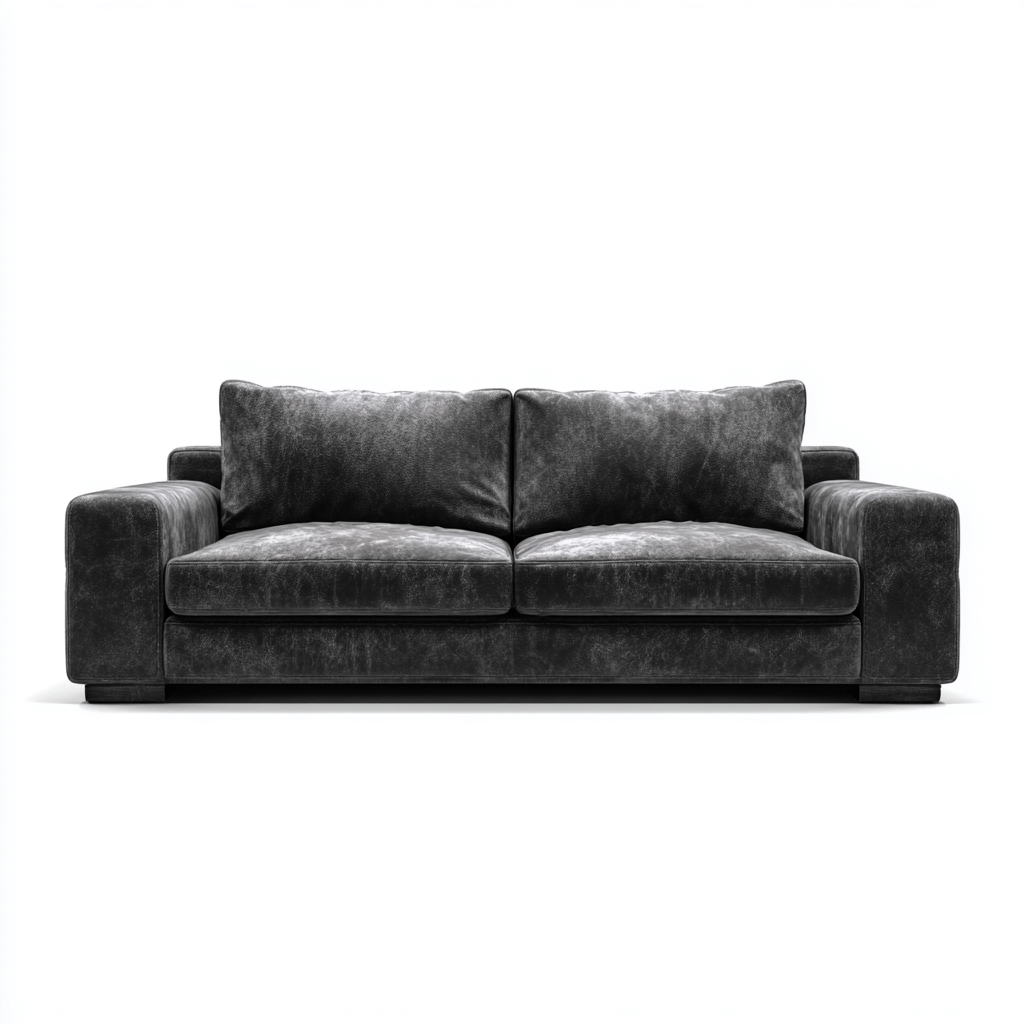 Sofá de 3 plazas - cuero genuino - 210x85x80 cm - negro - diseño moderno para salón-Nestleure