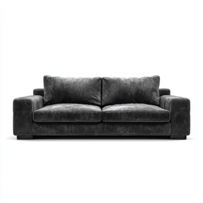 Sofá de 3 plazas - cuero genuino - 210x85x80 cm - negro - diseño moderno para salón-Nestleure