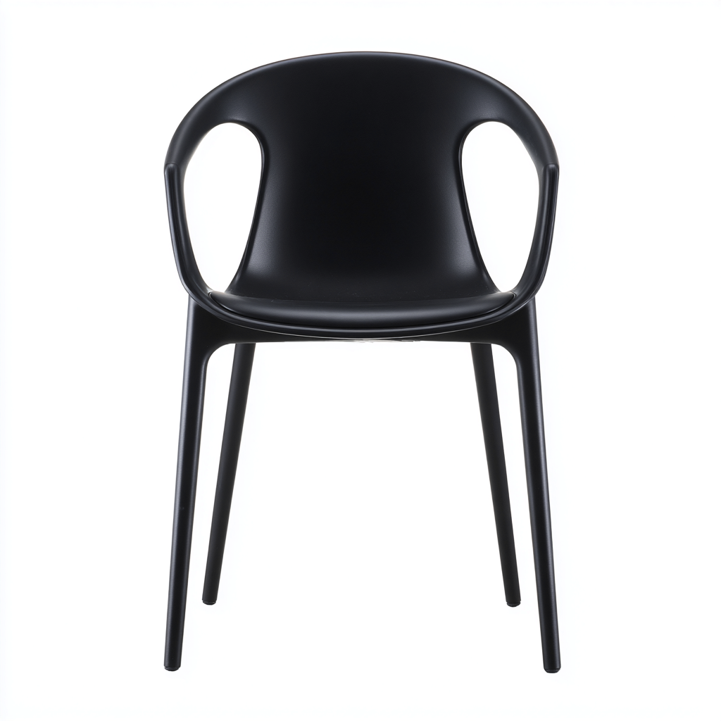 Silla de jardín - plástico - 55x54x82 cm - negro - con respaldo curvo y apoyabrazos integrados-Nestleure