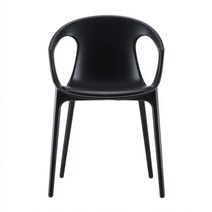 Silla de jardín - plástico - 55x54x82 cm - negro - con respaldo curvo y apoyabrazos integrados-Nestleure