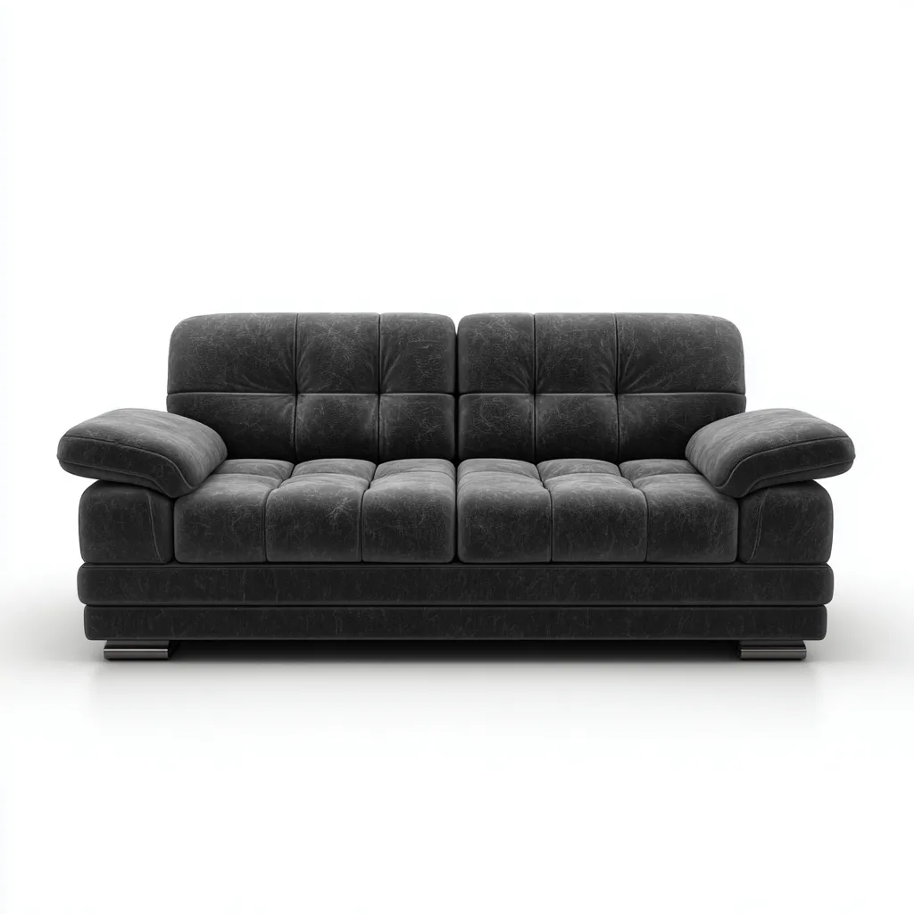 Sofá de 3 plazas - cuero sintético - 210x85x80 cm - negro - diseño moderno para salón-Nestleure