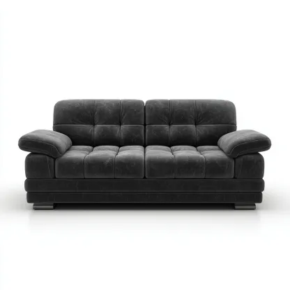 Sofá de 3 plazas - cuero sintético - 210x85x80 cm - negro - diseño moderno para salón-Nestleure