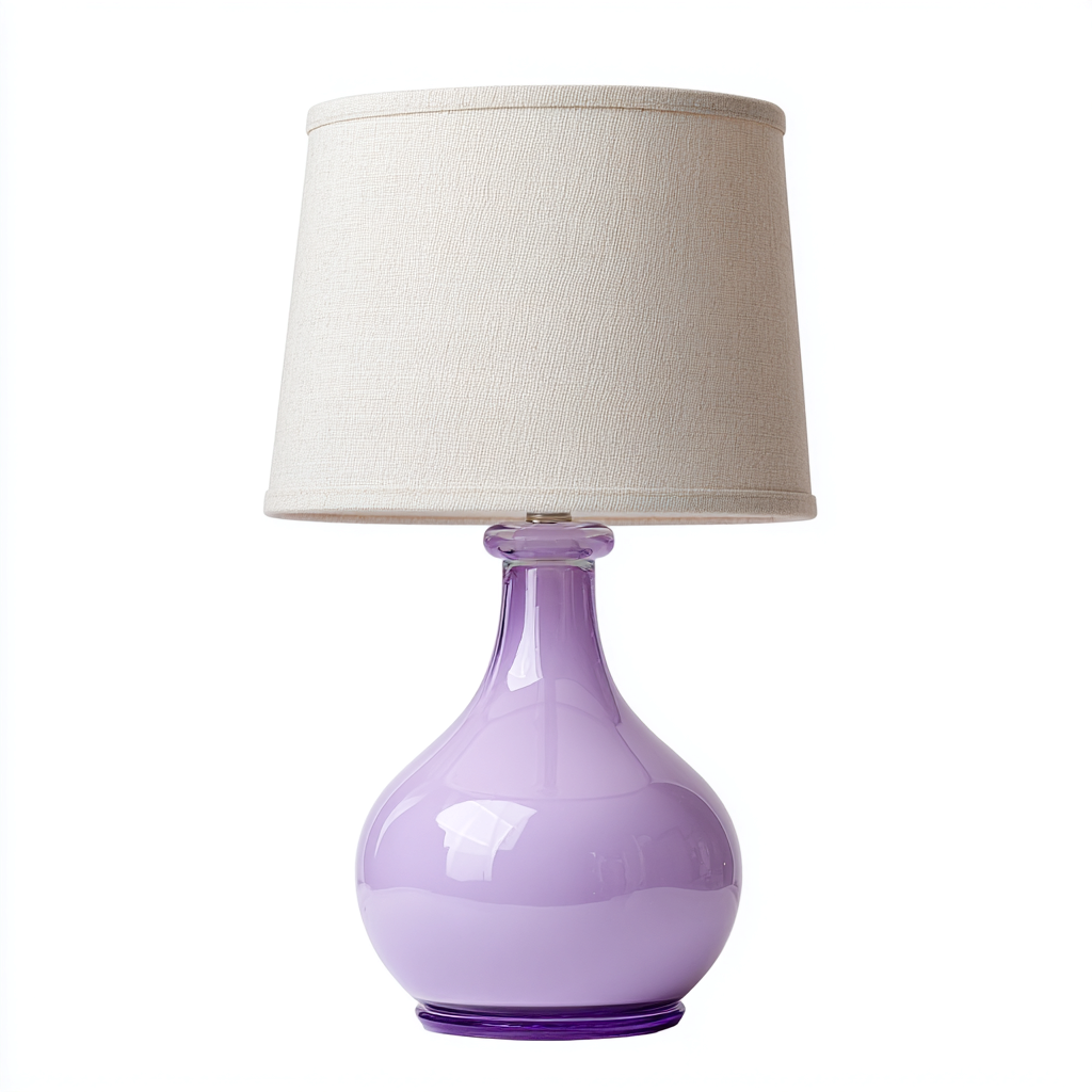 Lámpara de mesa - vidrio-tela - 26x26x50 cm - lila-beige - estilo moderno-Nestleure