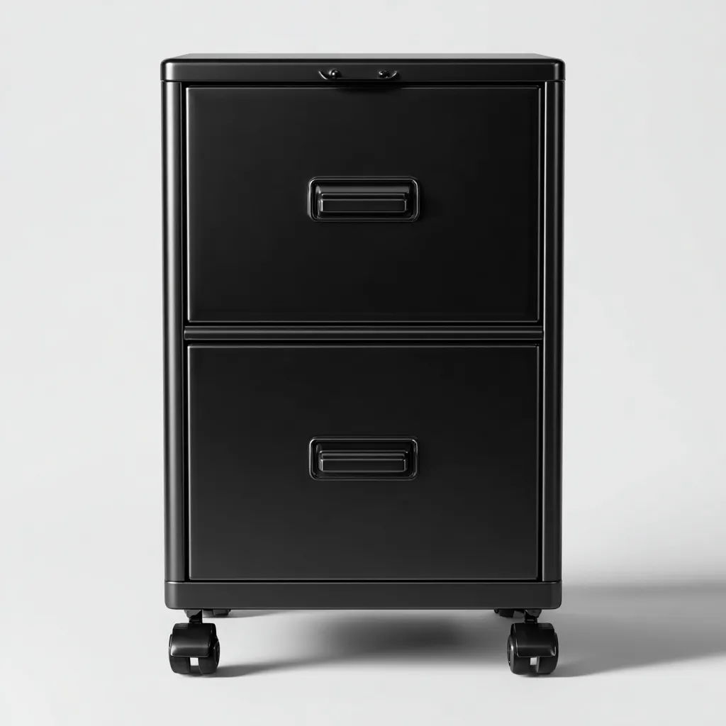 Archivador - metal - 45x40x65 cm - negro - estilo industrial con ruedas para oficina-Nestleure