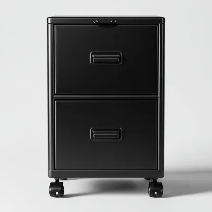 Archivador - metal - 45x40x65 cm - negro - estilo industrial con ruedas para oficina-Nestleure