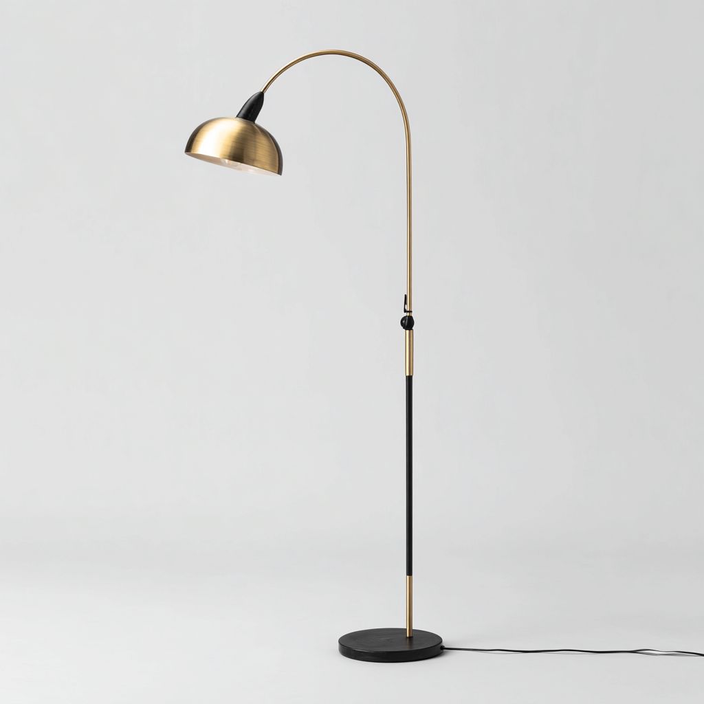 Lámpara de pie - metal - pantalla metálica - 30x30x165 cm - negro-dorado - estilo moderno-Nestleure