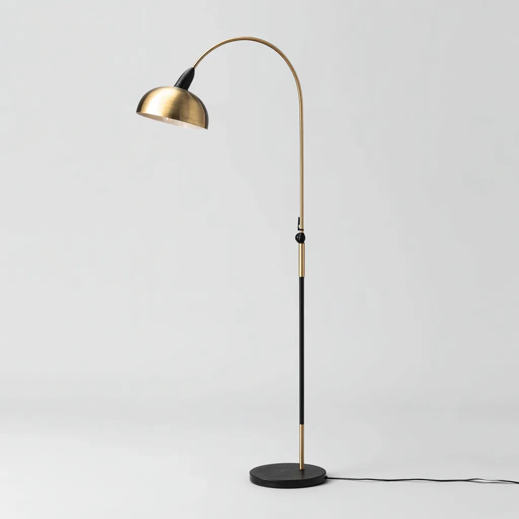 Lámpara de pie - metal - pantalla metálica - 30x30x165 cm - negro-dorado - estilo moderno-Nestleure