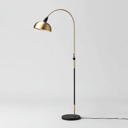 Lámpara de pie - metal - pantalla metálica - 30x30x165 cm - negro-dorado - estilo moderno-Nestleure