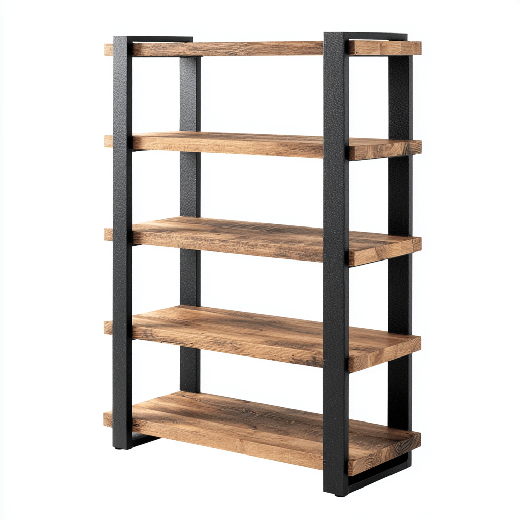 Estantería - madera-metal - 90x35x160 cm - marrón-negro - estilo industrial-Nestleure