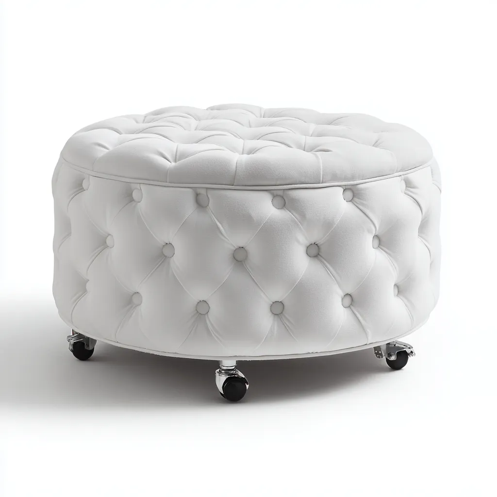 Reposapiés - piel sintética - 60x60x45 cm - blanco - diseño clásico-Nestleure