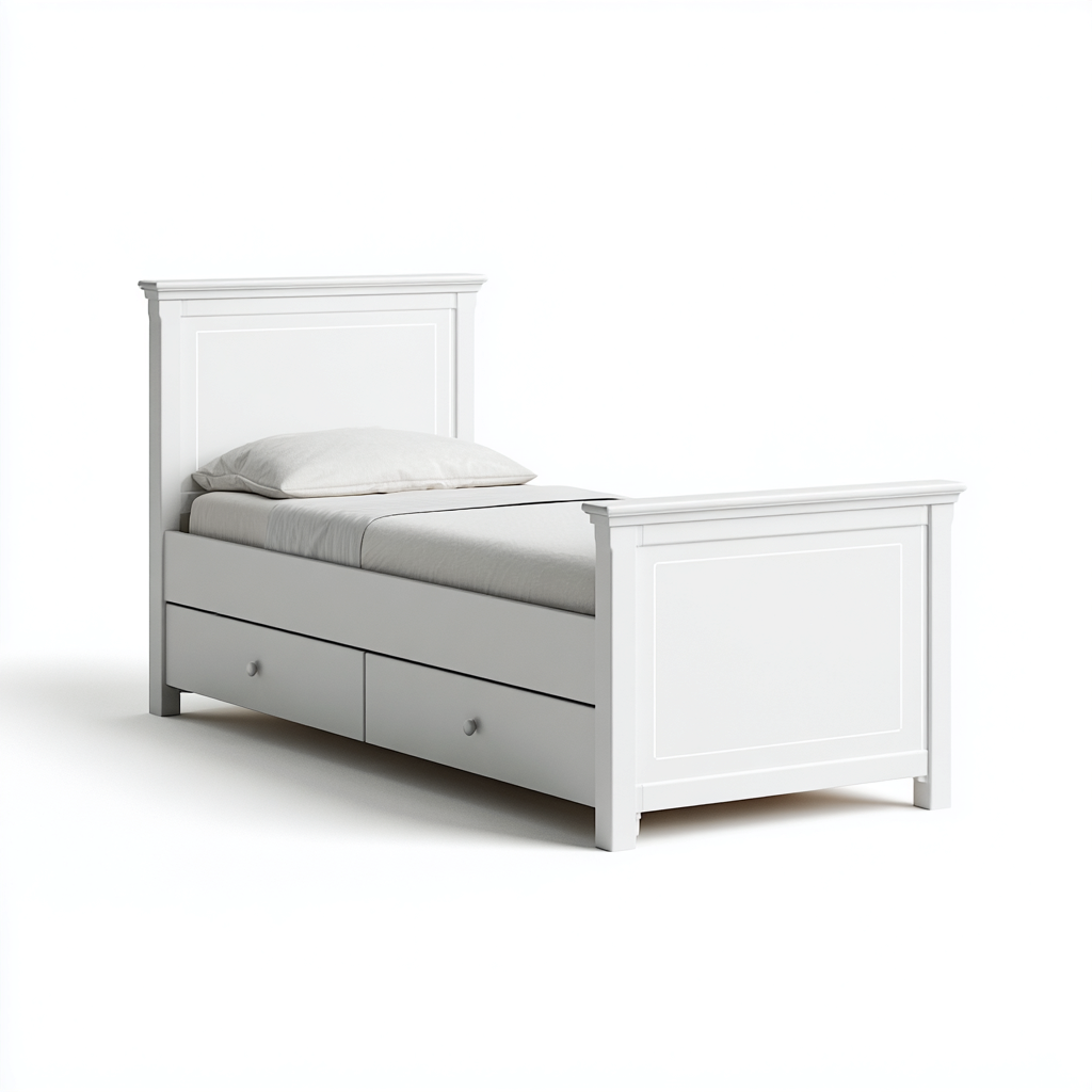 Camas individuales - madera - 200x100x98 cm - blanco - estilo clásico con almacenaje-Nestleure